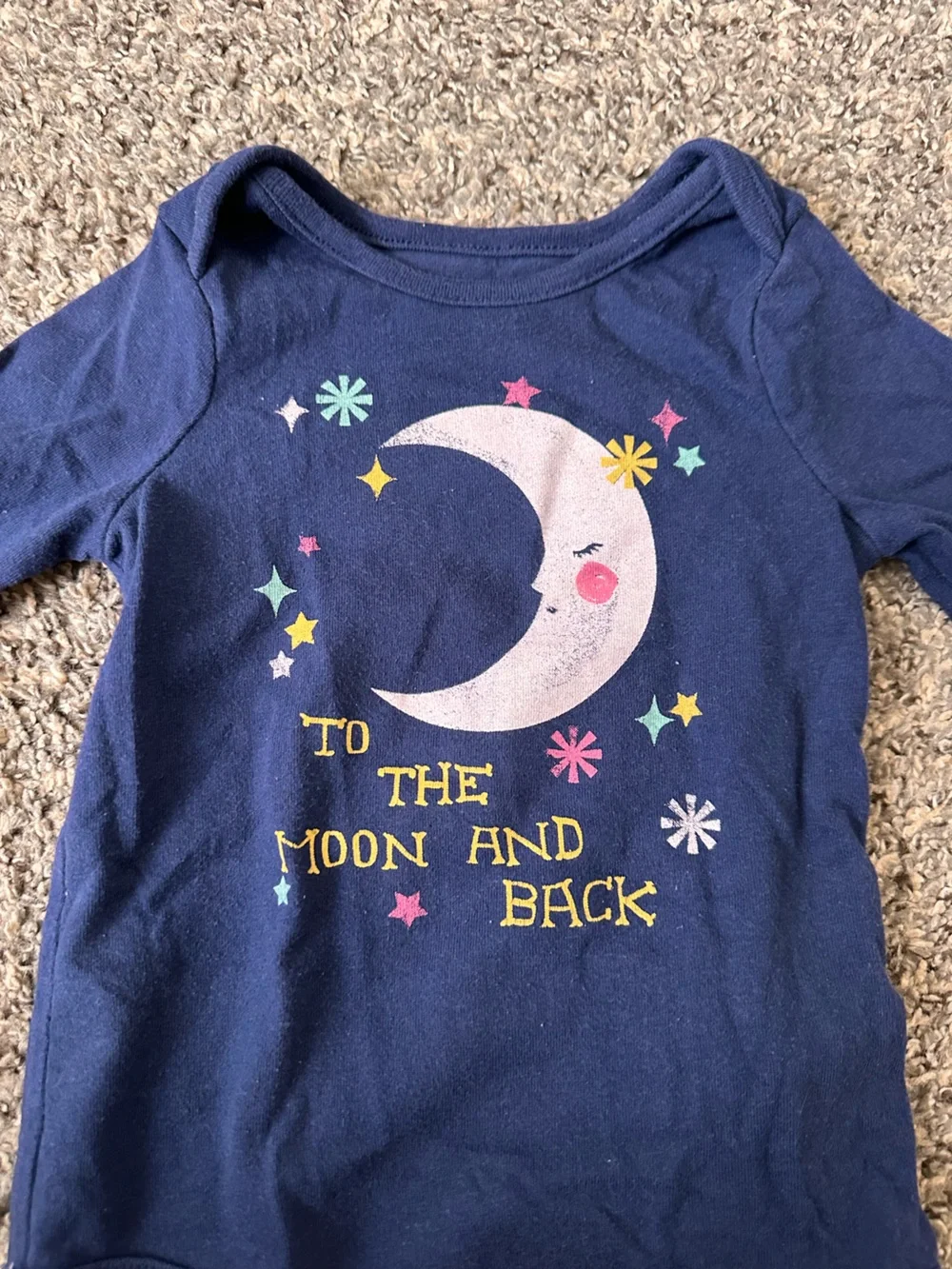 18M Cat & Jack Navy Long-Sleeve Moon Graphic Bodysuit with Pink Moon